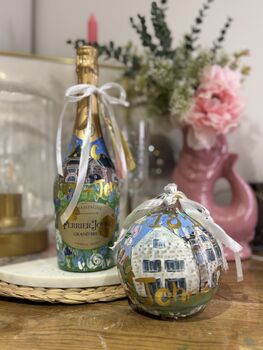 Hand Painted Wedding Venue Bauble – Custom Illustration With Couple’s Names And Date, 11 of 12