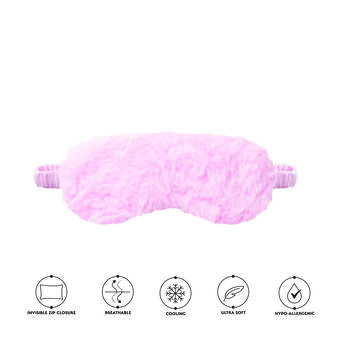 Silver Cloud Pink Fluffy Satin Sleep Eye Mask, 2 of 4