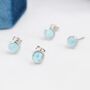Genuine Larimar Stone Stud Earrings In Sterling Silver, thumbnail 2 of 12