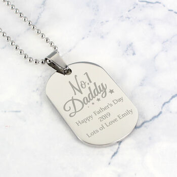Personalised No.One Daddy Steel Dog Tag Gift, 7 of 8