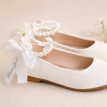 Personalised Childrens White Pearl Pumps, 3 of 6