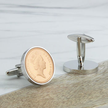 Personalised 30th Birthday 1994 1p One Pence Cufflinks, 3 of 7