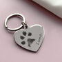 Stainless Steel Heart Keyring With Paw Prints, thumbnail 1 of 6