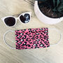 Pink Leopard Print Cotton Face Mask, thumbnail 2 of 2