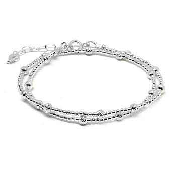 Sterling Silver Beaded Satellite Wrap Bracelet, 3 of 4