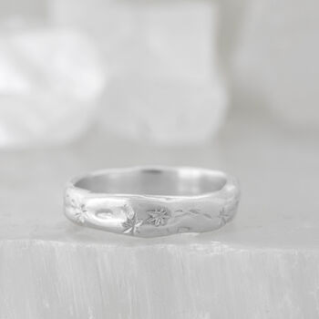 Celestial Shooting Star Silver Wide Stacking Ring, 6 of 6