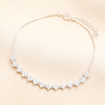 Sterling Silver Crystal Flower Bracelet, 4 of 4