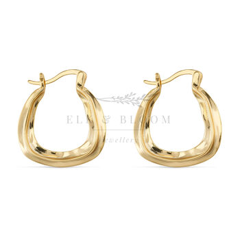 14 K Gold Plated Chunky Vintage Hoop Earrings, 2 of 9