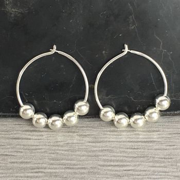 50th Birthday Silver Bead Earrings, 4 of 5