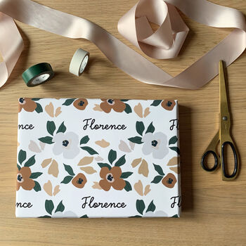 Personalised Floral Name Wrapping Paper, 2 of 3