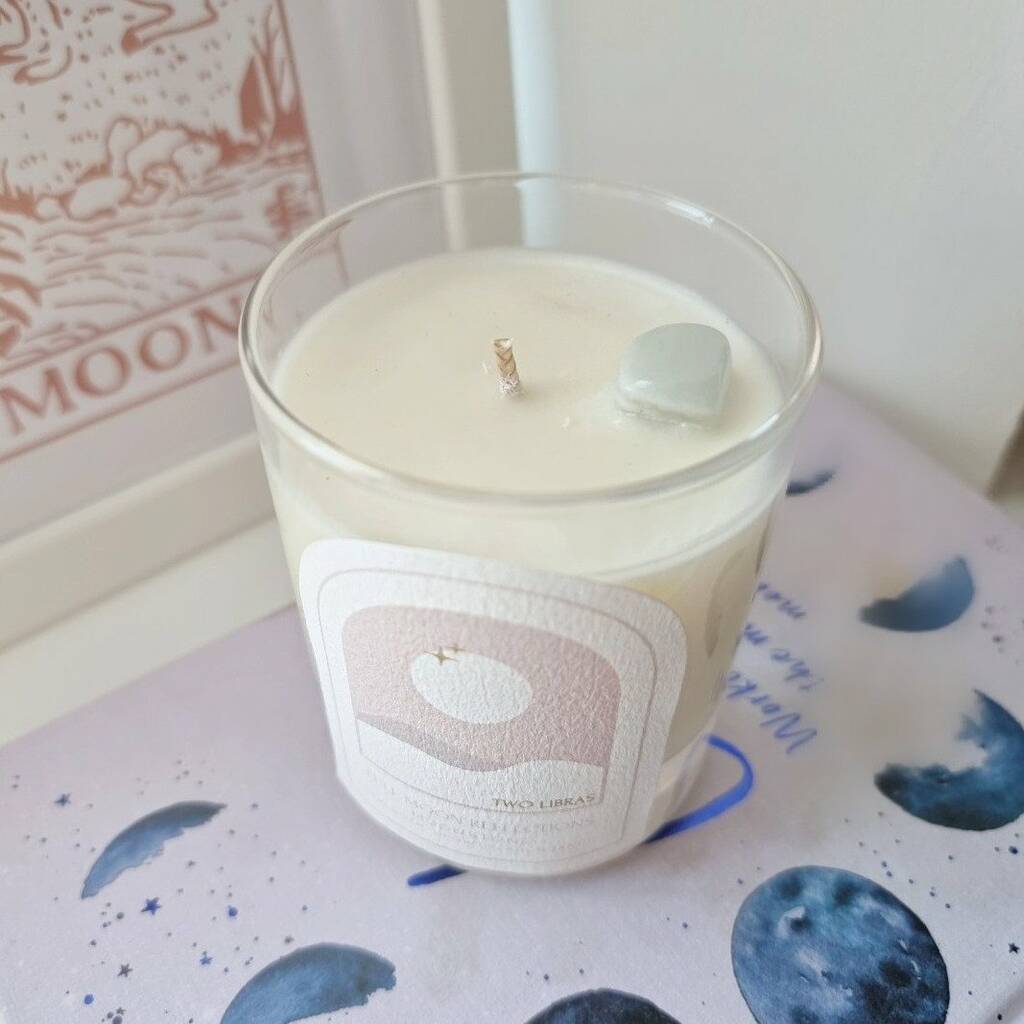 Full Moon Crystal Intention Candle By Two Libras