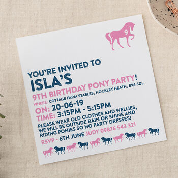 Horse And Pony Party Invitations, 3 of 5
