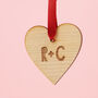 Personalised Initials Wooden Heart Hanging Decoration, thumbnail 3 of 3