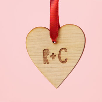 Personalised Initials Wooden Heart Hanging Decoration, 3 of 3