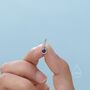 Sterling Silver Sapphire Blue Cz Huggie Hoop Earrings With Sleeper Hoops, thumbnail 8 of 12