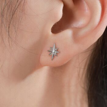 Sterling Silver Tiny Starburst Stud Earrings, 9 of 11