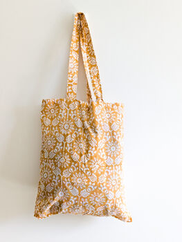Slim Block Print Tote Bags, Fair Trade Reusable Shopping Bags Handmade In India, 2 of 6