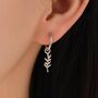 Sterling Silver Olive Branch Huggie Hoop Earrings, thumbnail 1 of 12