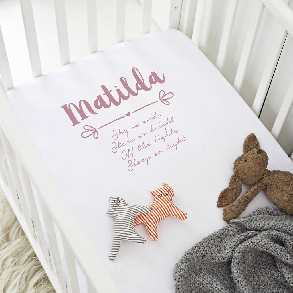 Personalised 'Name' Cot Sheet, 1 of 5