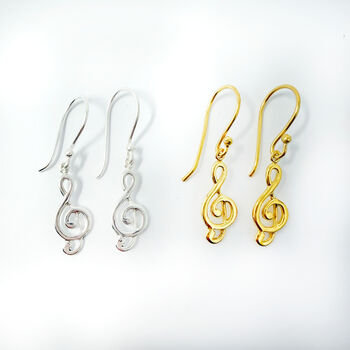 Musical Note Earrings In Sterling Silver, Silver Or Gold Plated, 2 of 6