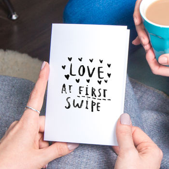 Love At First Swipe Online Dating Greeting Card, 2 of 4