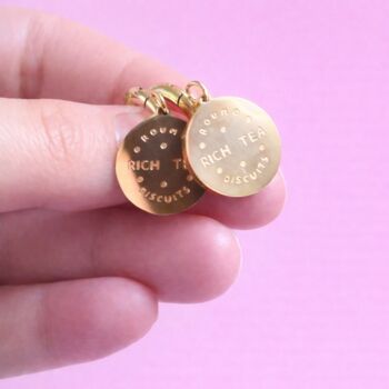 Rich Tea Biscuit Gold Plated Huggie Hoop Earrings, 2 of 6