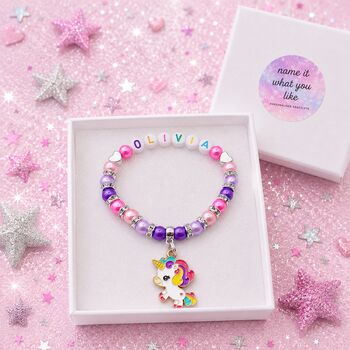 Personalised Unicorn Bracelet Gift For Girls Inc Free Gift Box And Message, 6 of 12