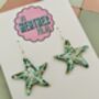 Shimmering Shore Large Starfish Glitter Resin Earrings, thumbnail 2 of 8