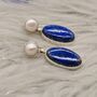 Lapis Lazuli, Pearl Sterling Silver Earrings, thumbnail 1 of 7