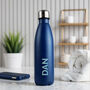 Personalised Bold Name Blue Metal Insulated Drinks Bottle, thumbnail 2 of 6