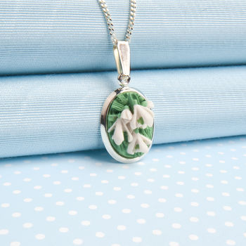 Hand Painted Snowdrop Pendant Necklace, 3 of 7