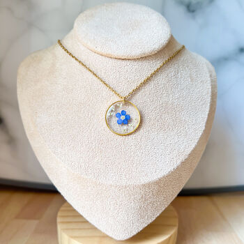 Forget Me Not Gold Round Necklace, 3 of 6