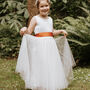 Sage Green Satin And Tulle Flower Girl Dress, thumbnail 6 of 8