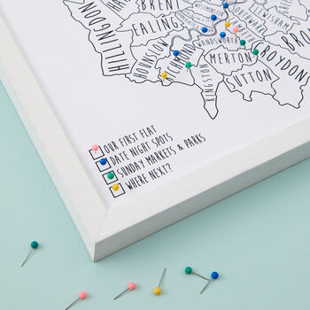 Personalised Yorkshire Pinboard Map With Pins, 2 of 3