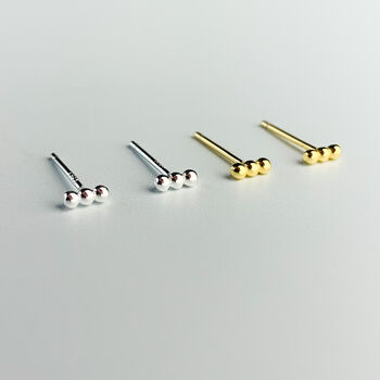 Sterling Silver Bubble Bar Stud Earrings, 2 of 4