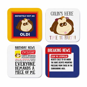Colin The Caterpillar Birthday Gift Coasters, 3 of 8