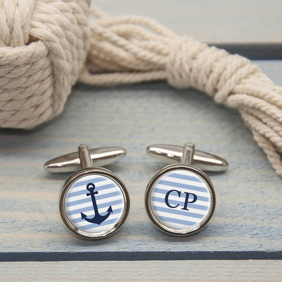Personalised Nautical Anchor Cufflinks By TheLittleBoysRoom