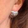 Zuri Vintage Style Ribbed Heart Hollow Stud Earrings, thumbnail 3 of 6