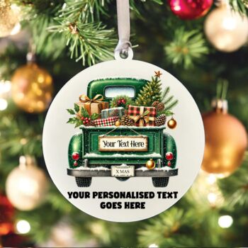 Personalised Christmas Vintage Truck Hanging Bauble Decoration, 8 of 10