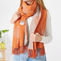 Burnt Orange Mulberry Cashmere Scarf And Brooch Set, thumbnail 1 of 6