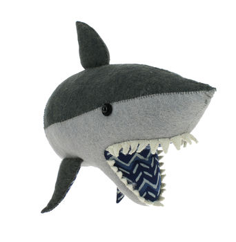stuffed shark head wall decor