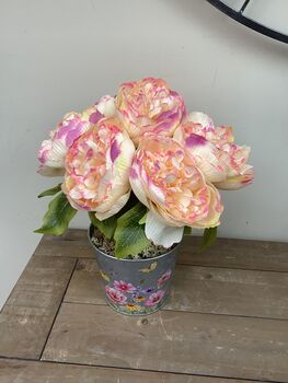 Pink Peony Artificial Silk Flower Arrangement Mothers Day Gift, 6 of 6
