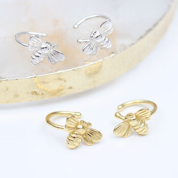 18ct Gold Plated Or Sterling Silver Bee Ear Cuffs, 2 of 6
