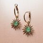 Solina Aqua Gem Sunburst Hoop Earrings, thumbnail 1 of 2