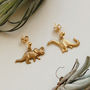 Brass Dinosaur Earrings, thumbnail 2 of 3