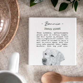 Funny Labrador Dog Illustration Ceramic Coaster, 3 of 10