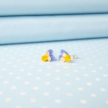 Small Hand Painted Pansy Stud Earrings, 2 of 4