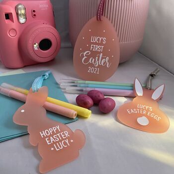 Personalised 'My Easter Eggs' Decoration Pink, 3 of 9