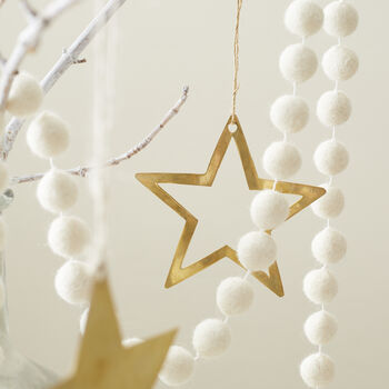 Fair Trade Brass Star Hanging Christmas Decor 3pc Set, 6 of 8