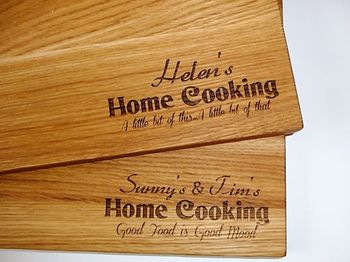 'Home Cooking' Oak Chopping Personalised Board, 3 of 5